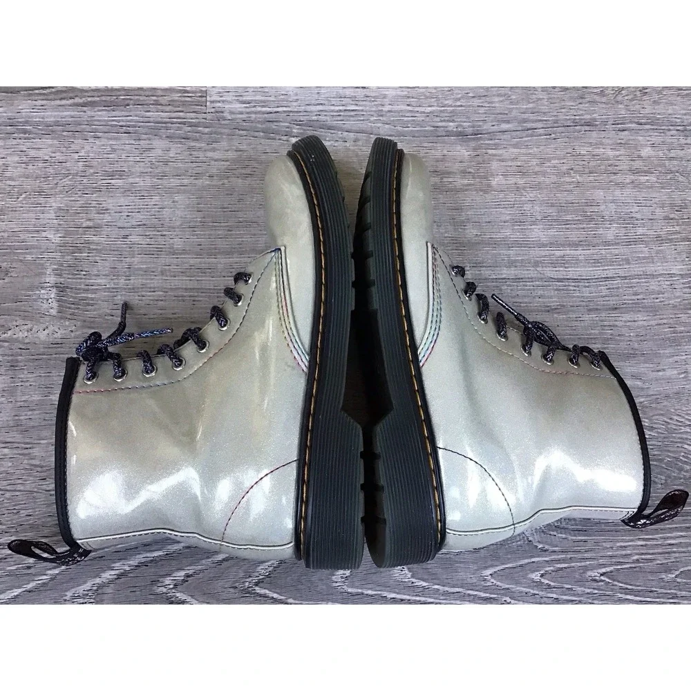 Dr Martens 1460 J Pooch Womens 5 / Youth 4 Pearl Glitter Side Zip Ankle Boots
